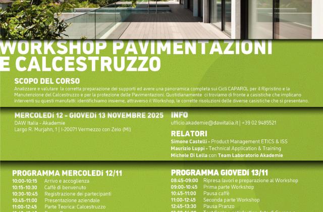 WORKSHOP PAVIMENTAZIONI E CALCESTRUZZO
