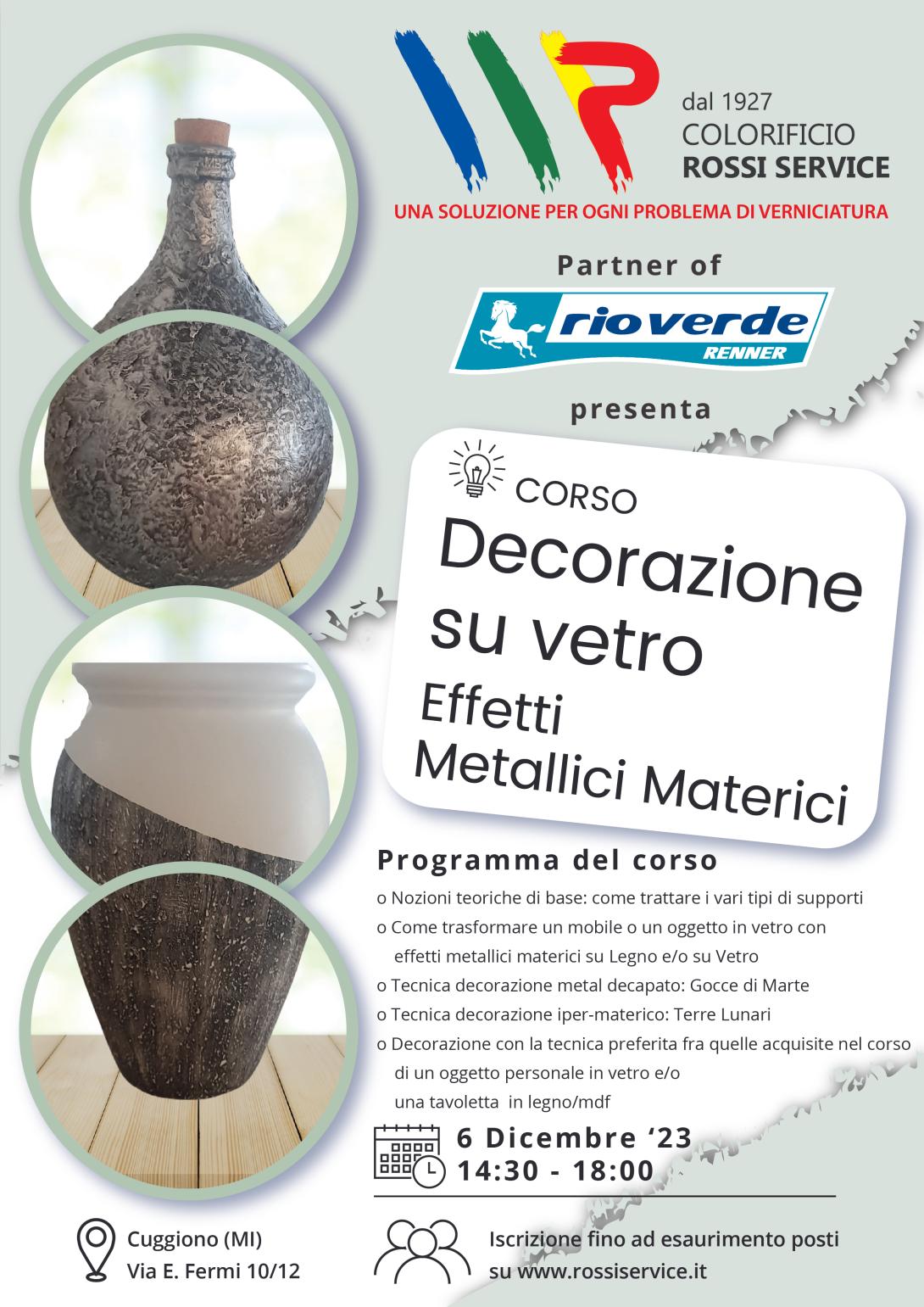 Corso Decorazione su vetro effetti metallici materici