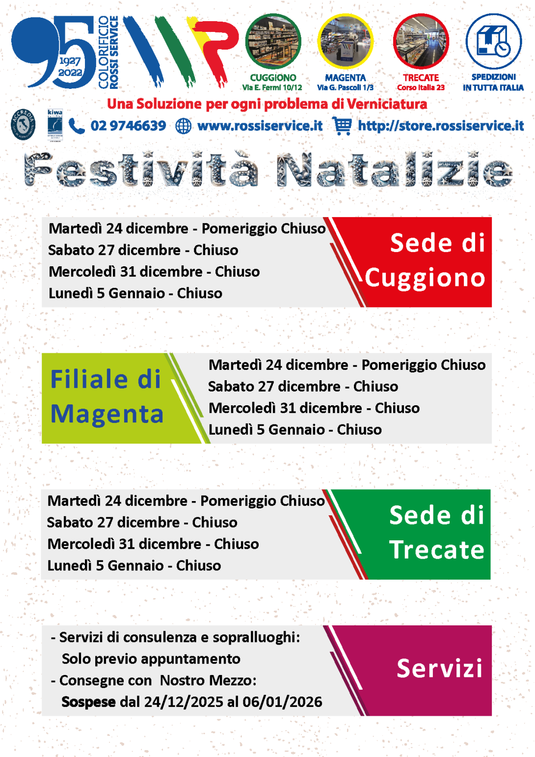 Chiusure per Festività